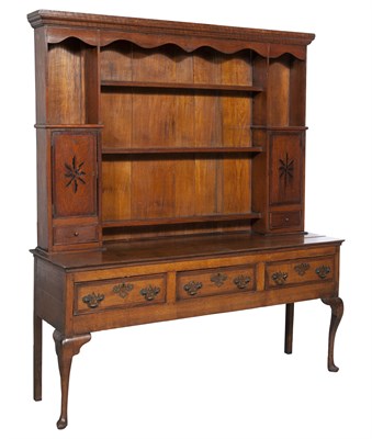 Lot 201 - Welsh Inlaid Oak Dresser Height 6 feet 9...