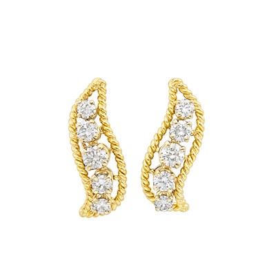 Lot 593 - Pair of Gold and Diamond Earclips