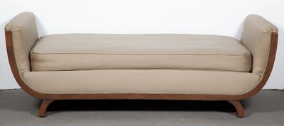 Lot 277 - Art Deco Style Upholstered Stained Wood Daybed...