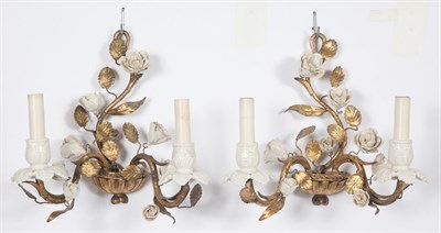 Lot 250 - Pair of Louis XV Style Gilt-Metal, Ceramic and...