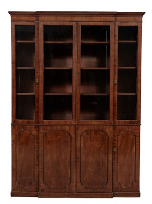 Lot 1120 - Regency Mahogany Breakfront Bookcase Cabinet...
