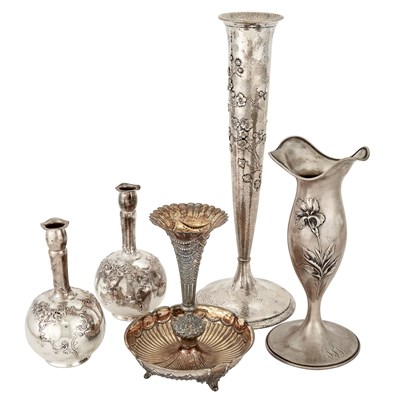 Lot 221 - Group of Five American Sterling Silver Vases...