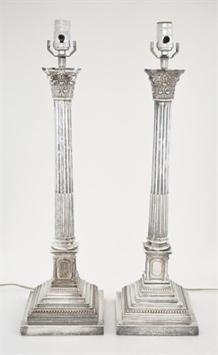 Lot 259 - Pair of Silver Plated Corinthian Column Form...
