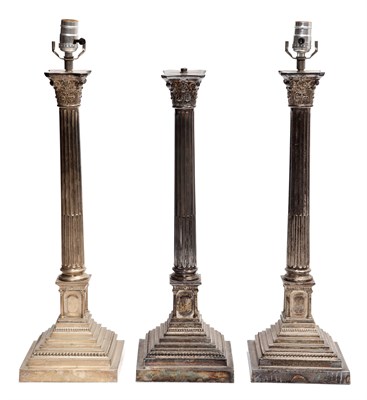 Lot 243 - Set of Three Silver Plated Corinthian Columnar...