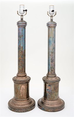 Lot 238 - Pair of Neoclassical Style Silver Plated Lamps...