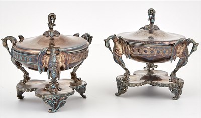Lot 221 - Pair of Victorian Silver Plated Butter Dishes...
