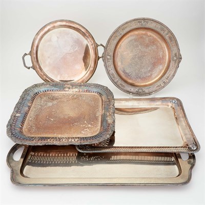 Lot 244 - Group of Five Silver Plated Trays and Salvers...