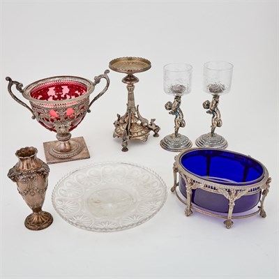 Lot 279 - Group of Six Silver and Silver Plate Mounted...