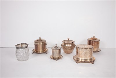 Lot 262 - Group of Six Silver Plated Biscuit Boxes...