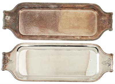 Lot 254 - Pair of Silver Plated Cocktail Trays Length 23...