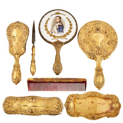 Lot 257 - Gorham Sterling Silver Gilt Six-Piece Dresser...