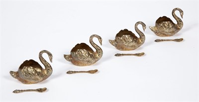 Lot 241 - Set of Four Continental Silver Gilt Swan-Form...
