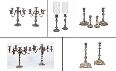 Lot 246 - Group of Silver Plated Candelabra and...