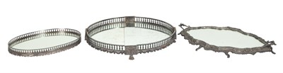 Lot 248 - Three Silver Plated Mirror Plateaus Diameter...