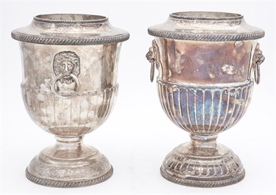 Lot 237 - Two Regency Style Silver Plated Wine Coolers...