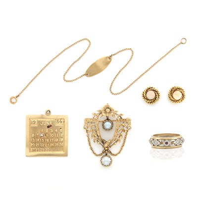Lot 1350 - Group of Antique and Gold, Low Karat Gold and Gold-Filled Jewelry