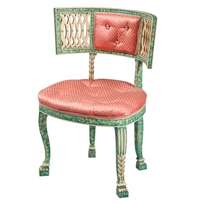 Lot 304 - Pair of Syrie Maugham Painted Wood Side Chairs...