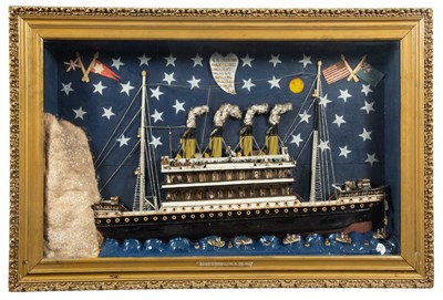 Lot 452 - Mixed Media Folk Art Diorama of the Titanic...