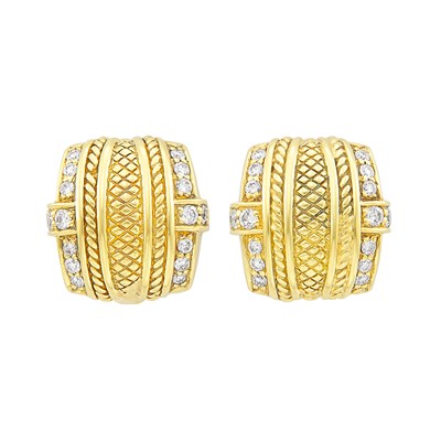 Lot 46 - Pair of Gold and Diamond Earrings, Judith Ripka