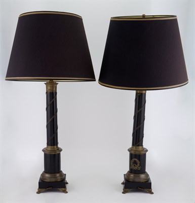 Lot 265 - Pair of Empire Style Metal Mounted Black...