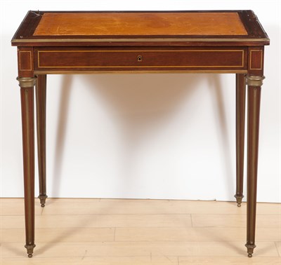 Lot 316 - Louis XVI Style Mahogany and Brass-Inlaid...