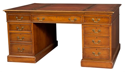 Lot 335 - George III Style Fruitwood Pedestal Desk...