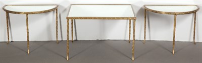 Lot 369 - Gilt-Metal and Mirrored Three-Part Low Table...