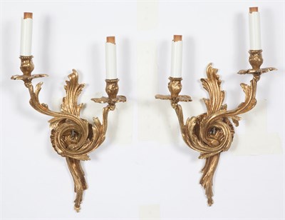 Lot 283 - Pair of Louis XV Style Gilt-Metal Acanthus...