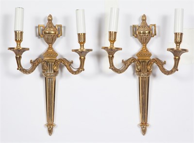Lot 281 - Pair of Empire Style Gilt-Metal Two-Light...