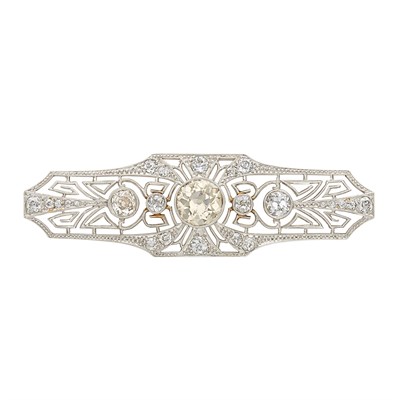 Lot 113 - Platinum, Colored Diamond and Diamond Brooch