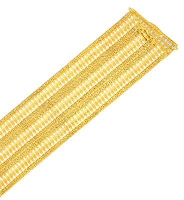 Lot 239 - Wide Gold and Diamond Mesh Bracelet