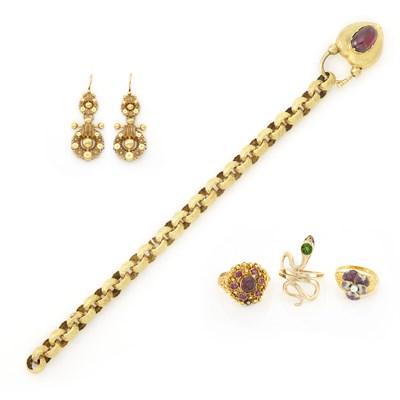 Lot 2001 - Group of Antique Gold, Gold, and Gem-Set Jewelry