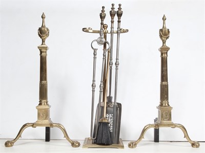 Lot 123 - Pair of Federal Style Brass Andirons; Together...