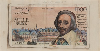 Lot 19 - Otis Kaye American, 1885-1974 1000 Franc Note...
