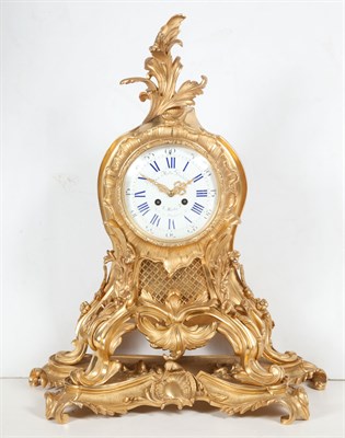 Lot 206 - Louis XV Style Gilt-Bronze Mantel Clock The...