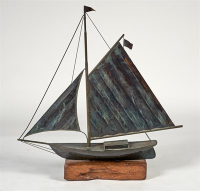 Lot 380 - Copper Sailboat Weathervane Height 38 inches,...