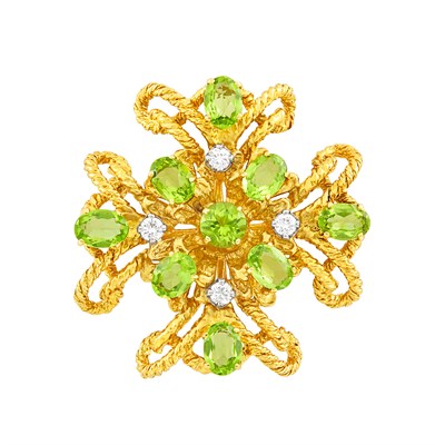Lot 505 - Gold, Peridot and Diamond Brooch, Cartier