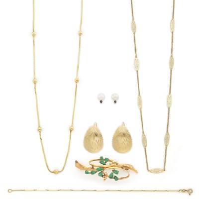 Lot 1291 - Group of Gold Jewelry