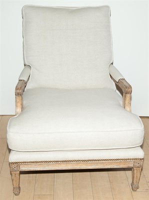 Lot 286 - Pair of Louis XVI Style Linen-Upholstered...