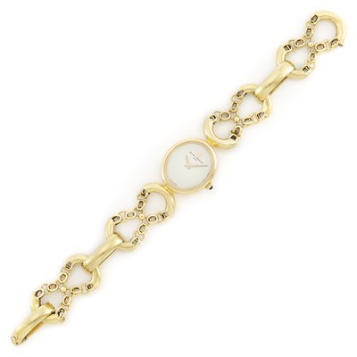 Lot 1510 - Gold Link Bracelet-Watch, Baume & Mercier