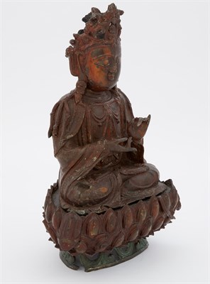 Lot 47 - Chinese Gilt and Lacquered Bronze Seated...