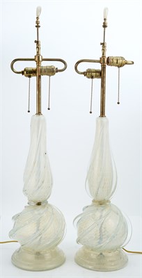 Lot 167 - Pair of Murano Glass Lamps Height 19 3/4 inches.
