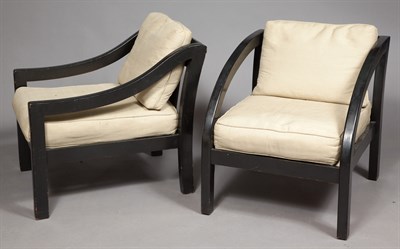Lot 476 - Pair of Black-Painted Armchairs in the Style...