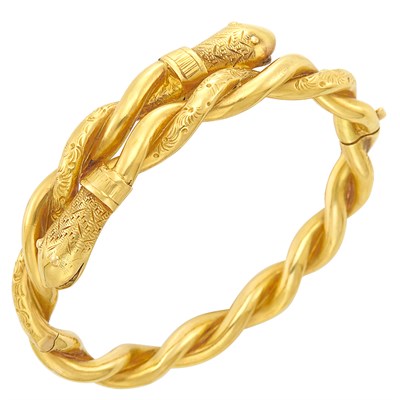 Lot 255 - Gold Serpent Bangle Bracelet
