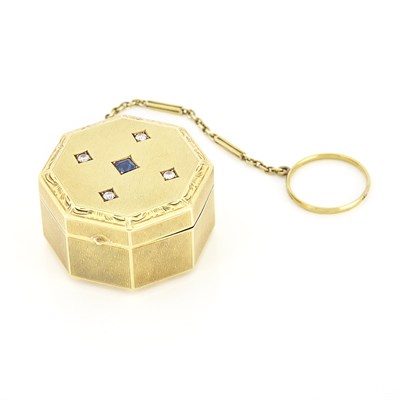 Lot 1386 - Gold, Sapphire and Diamond Compact, Tiffany & Co.