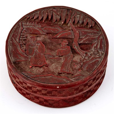 Lot 56 - Chinese Cinnabar Lacquer Covered Box 19th...