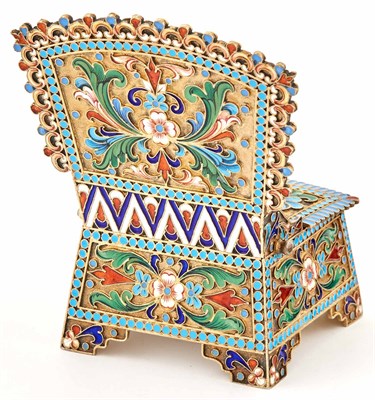 Lot 204 - Russian Silver-Gilt and Cloisonné Enamel Salt...