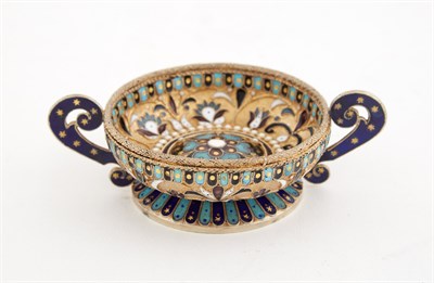 Lot 211 - Russian Silver-Gilt and Enamel Handled Bowl...