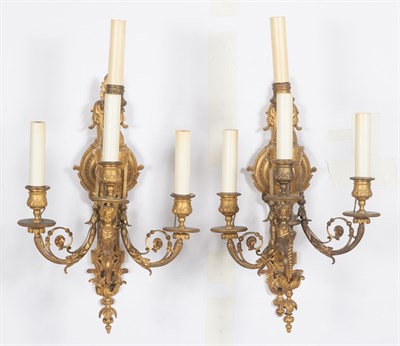 Lot 253 - Pair of Louis XV Style Gilt-Metal Four-Light...