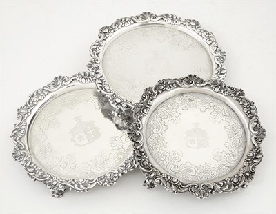 Lot 294 - Set of Three George IV Sterling Silver Waiters...